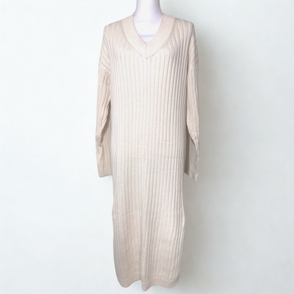 NWT Stitches + Stripes Ribbed V-Neck Maxi Sweater Dress Women Cotton Small Med
